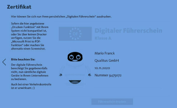 Der Digitale Führerschein von Qualitus ist da.